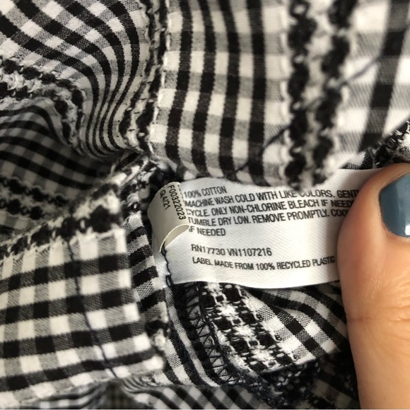 The Nines By Hatch Gingham Black And White Button Up Sz Sm - Picture 5 of 5